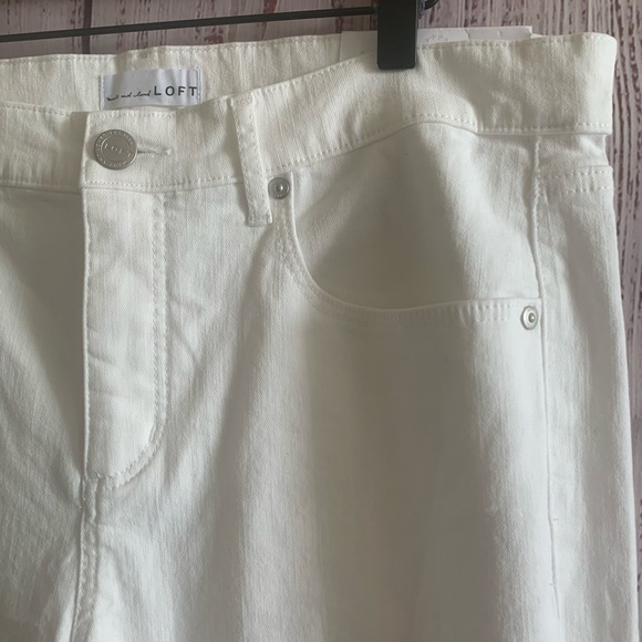 NWT White “Slim Pocket” Button Cuff Skinny Jeans  { Loft } - Picture 7 of 14